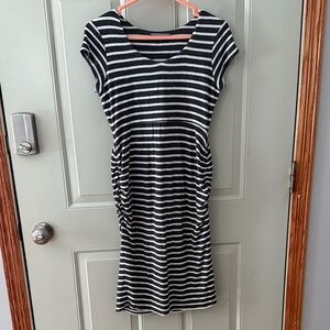 Black and White Striped Maternity Dress